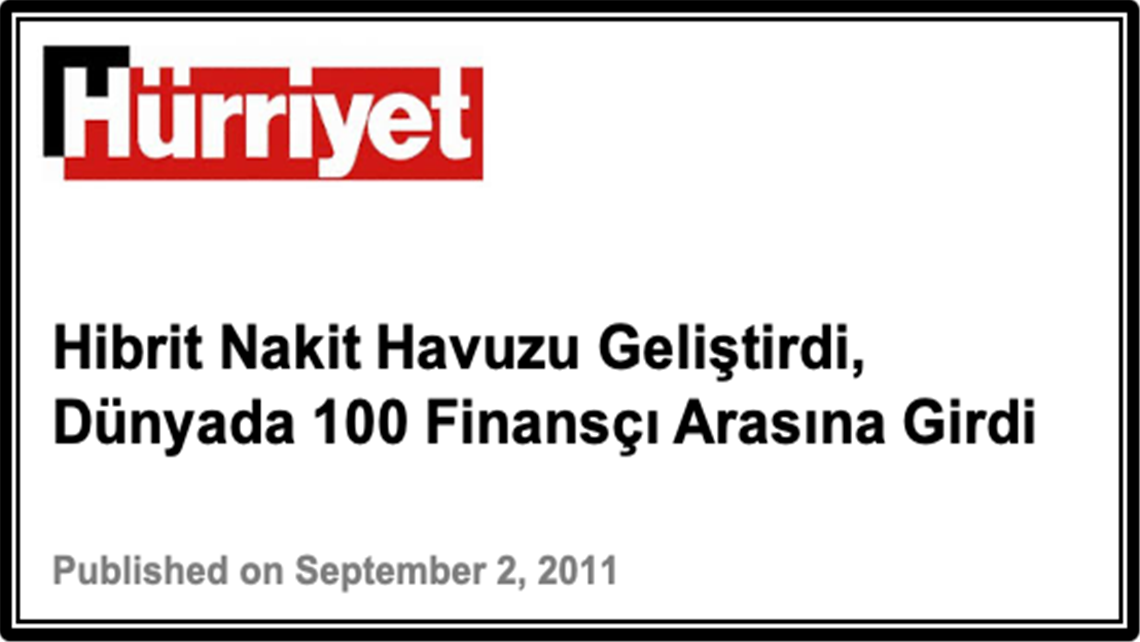 Hibrit Nakit Havuzu Geliştirdi, Dünyada 100 Finansçı Arasına Girdi