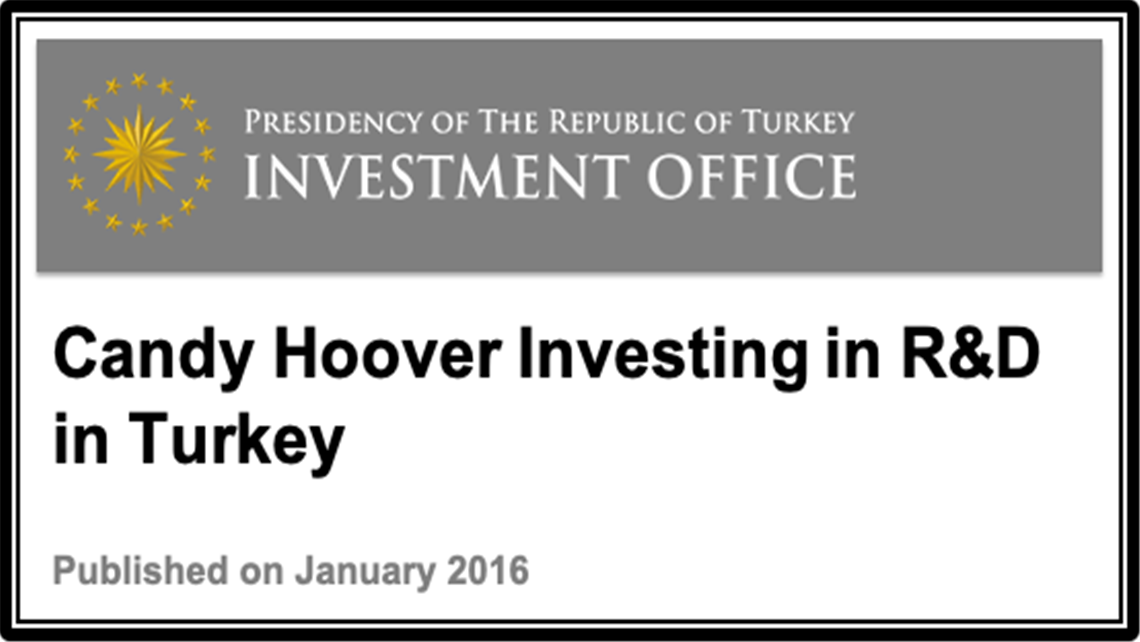 Candy Hoover Investing in R&D in Turkey